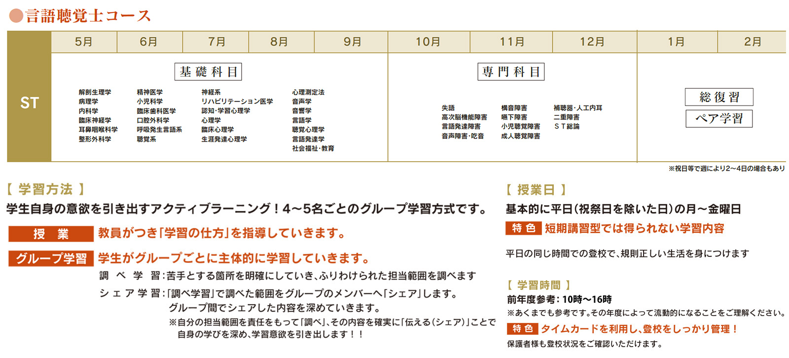 通学コース言語聴覚士（ST）コースカリキュラム紹介