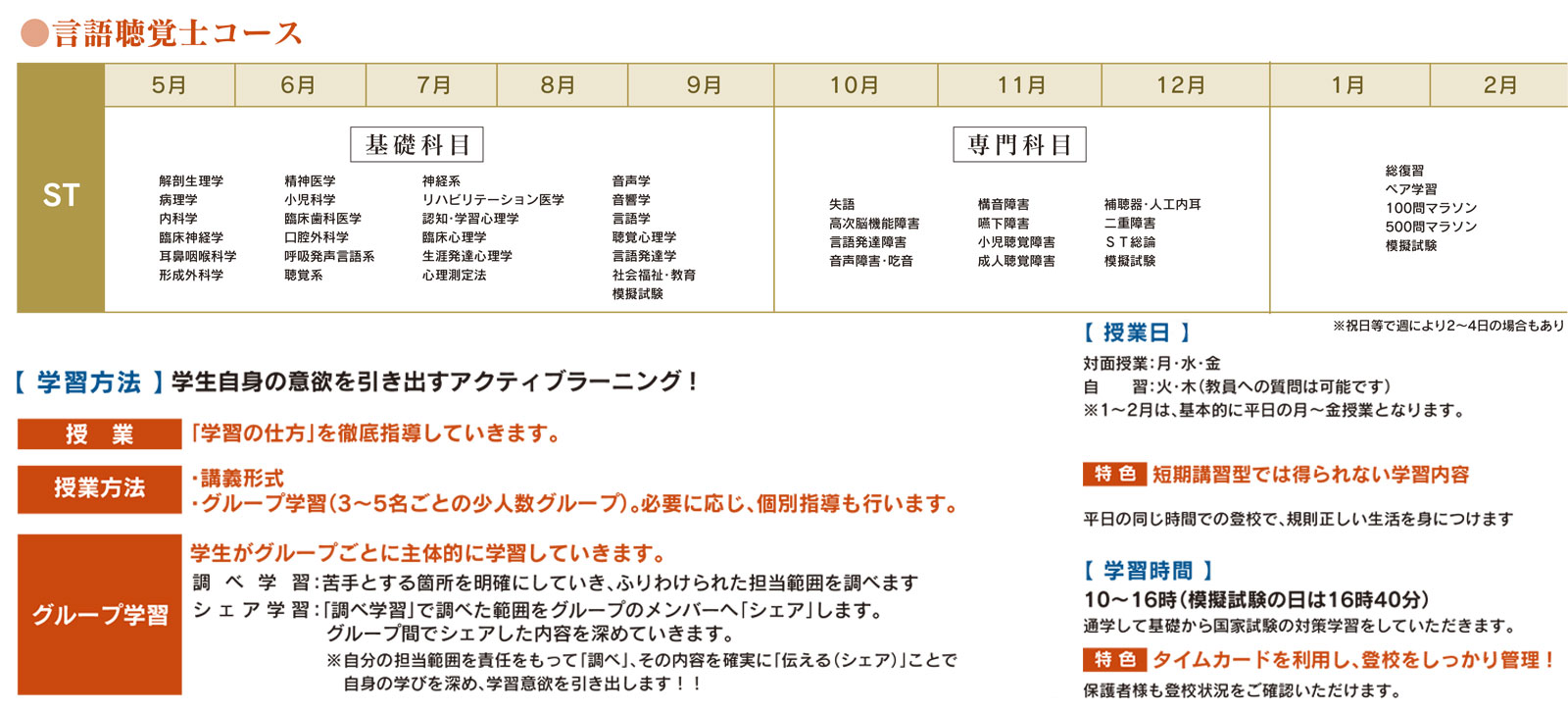 通学コース言語聴覚士（ST）コースカリキュラム紹介